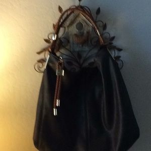 Lg black faux leather hobo